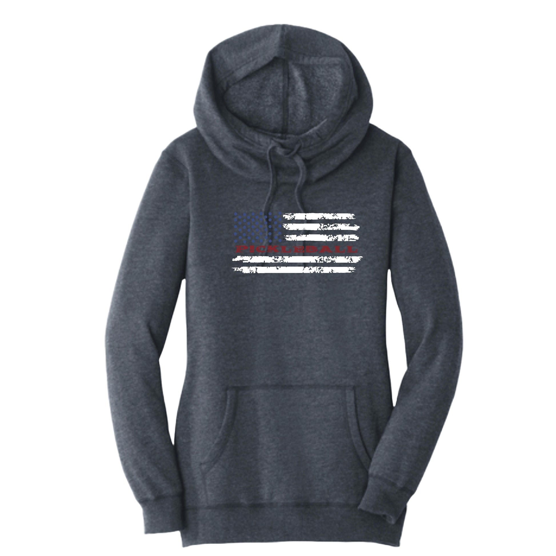 Pickleball Flag (Customizable) | Women’s Cowl-Neck Hoodie Pickleball Sweatshirt | 55% Cotton 45% Poly Fleece