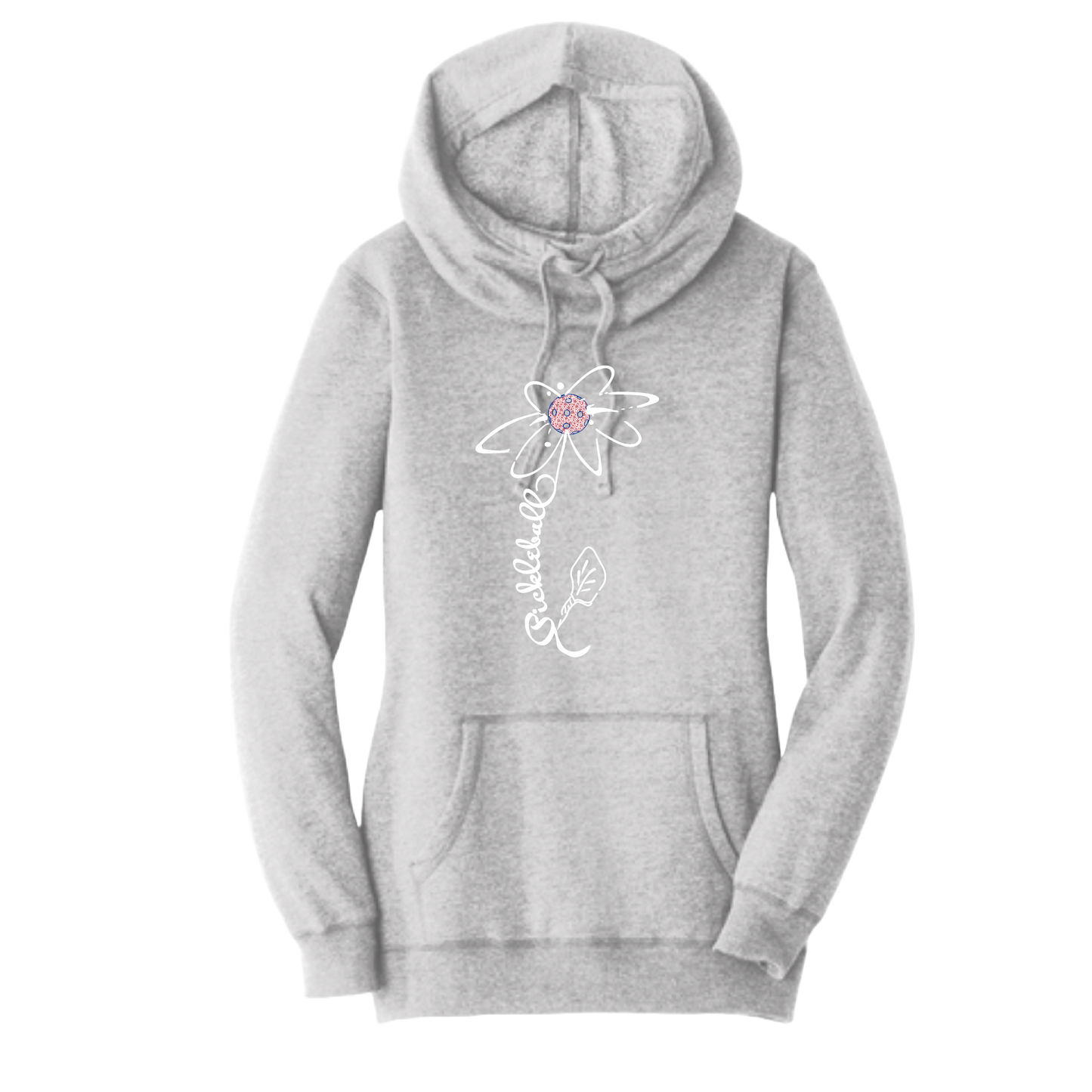 Pickleball Flower (With Stars) | Women’s Cowl-Neck Hoodie Pickleball Sweatshirt | 55% Cotton 45% Poly Fleece