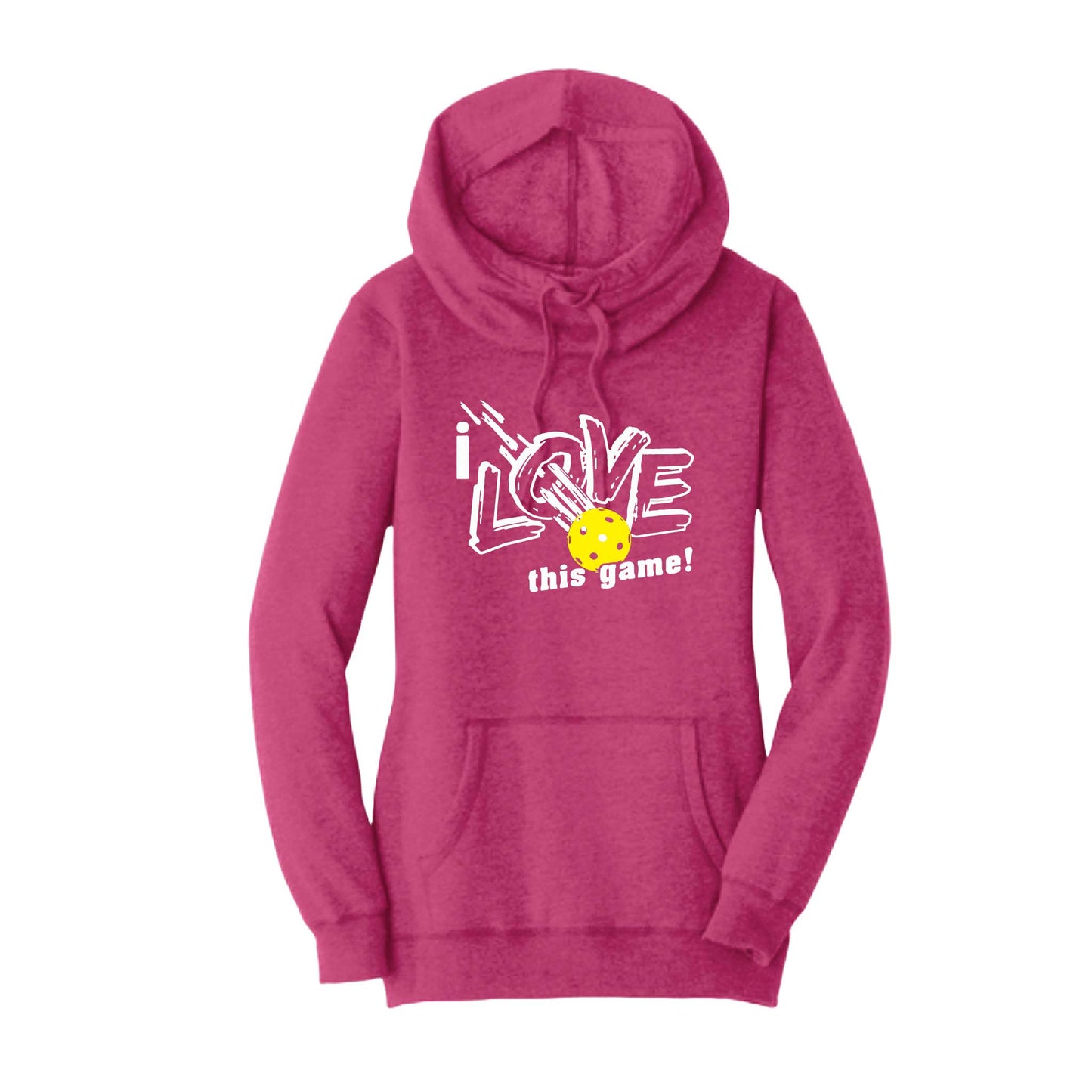 I Love This Game | Women’s Cowl-Neck Hoodie Pickleball Sweatshirt | 55% Cotton 45% Poly Fleece