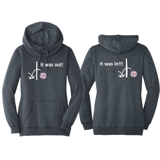 It Was In!!! It Was Out!!! (Pickleballs With Stars) | Women’s Cowl-Neck Hoodie Pickleball Sweatshirt | 55% Cotton 45% Poly Fleece