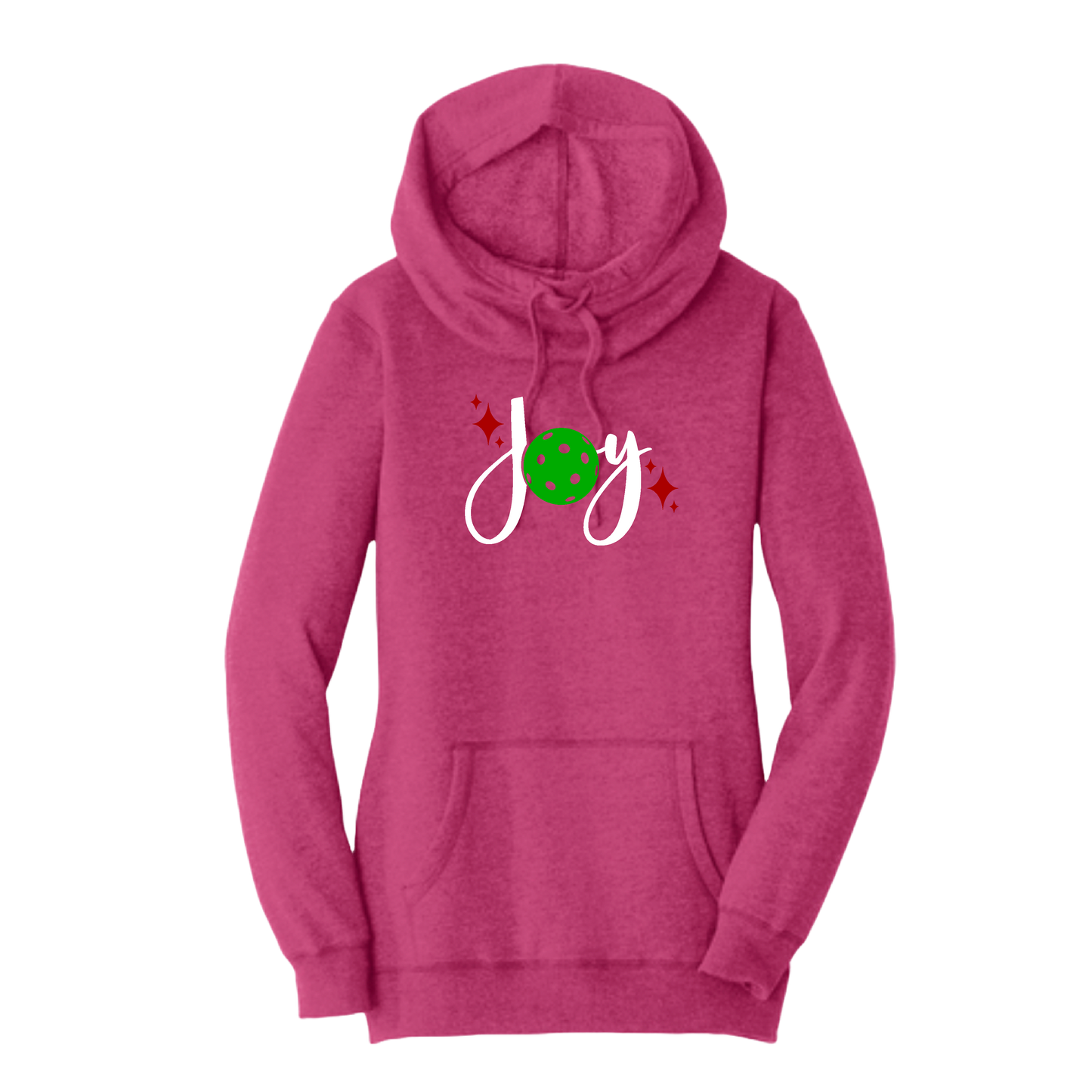 Joy | Women’s Cowl-Neck Hoodie Pickleball Sweatshirt | 55% Cotton 45% Poly Fleece