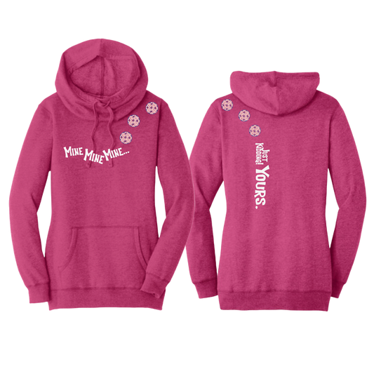 Mine JK Yours (Pickleballs With Stars) | Women’s Cowl-Neck Hoodie Pickleball Sweatshirt | 55% Cotton 45% Poly Fleece