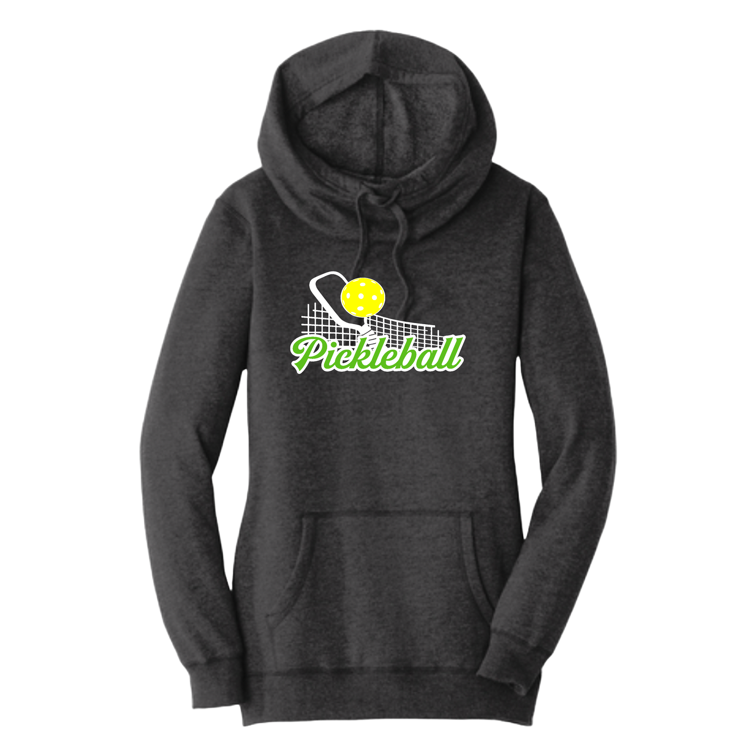 Pickleball Net | Women’s Cowl-Neck Hoodie Pickleball Sweatshirt | 55% Cotton 45% Poly Fleece