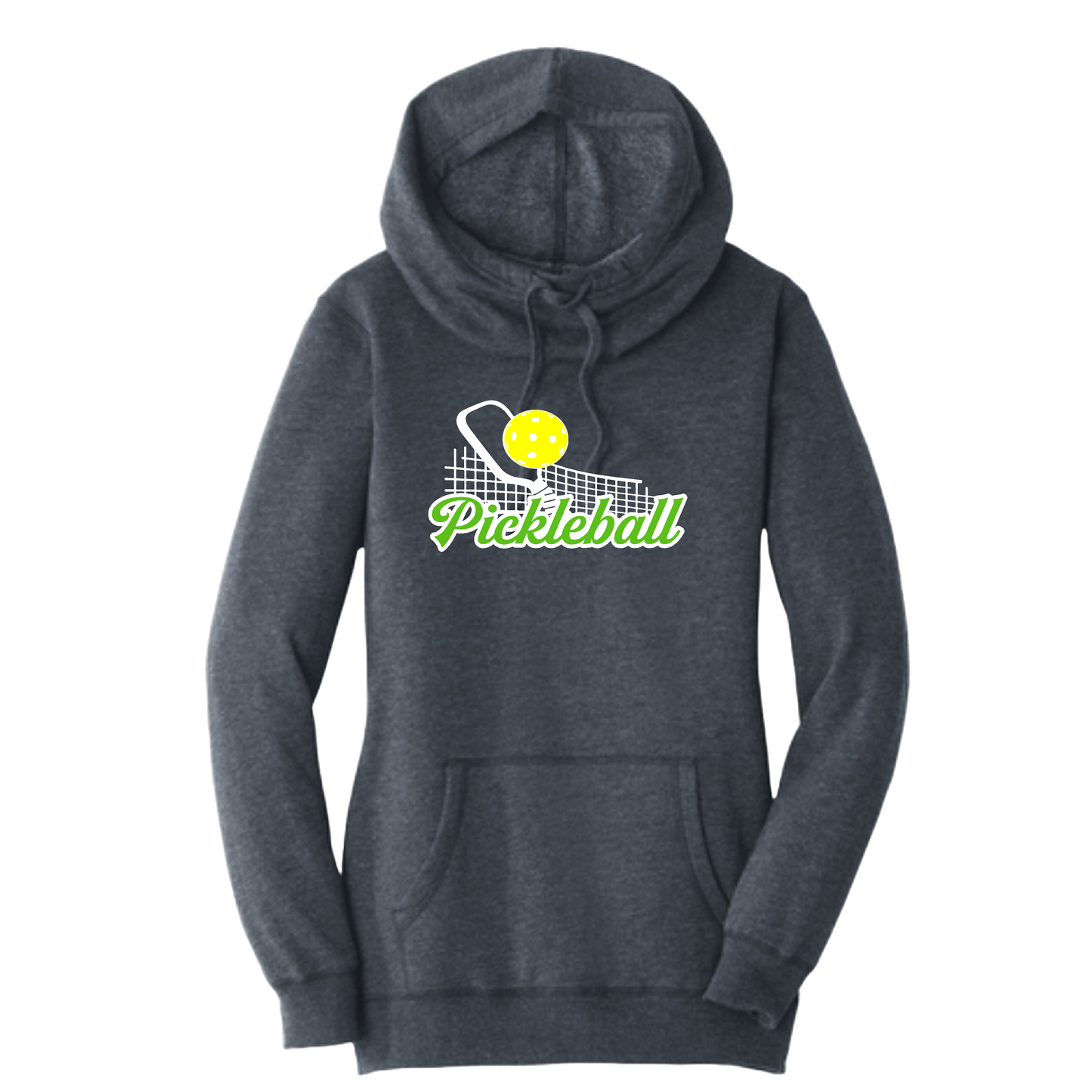 Pickleball Net | Women’s Cowl-Neck Hoodie Pickleball Sweatshirt | 55% Cotton 45% Poly Fleece