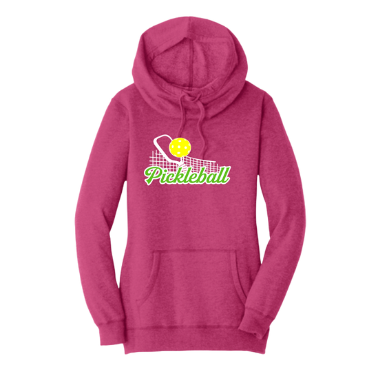 Pickleball Net | Women’s Cowl-Neck Hoodie Pickleball Sweatshirt | 55% Cotton 45% Poly Fleece