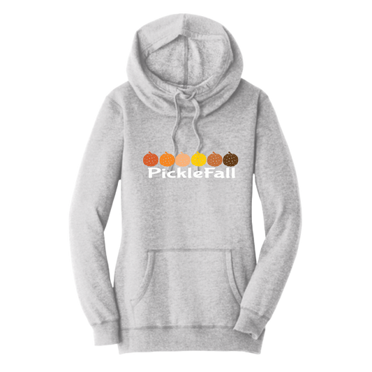 Picklefall | Women’s Cowl-Neck Hoodie Pickleball Sweatshirt | 55% Cotton 45% Poly Fleece