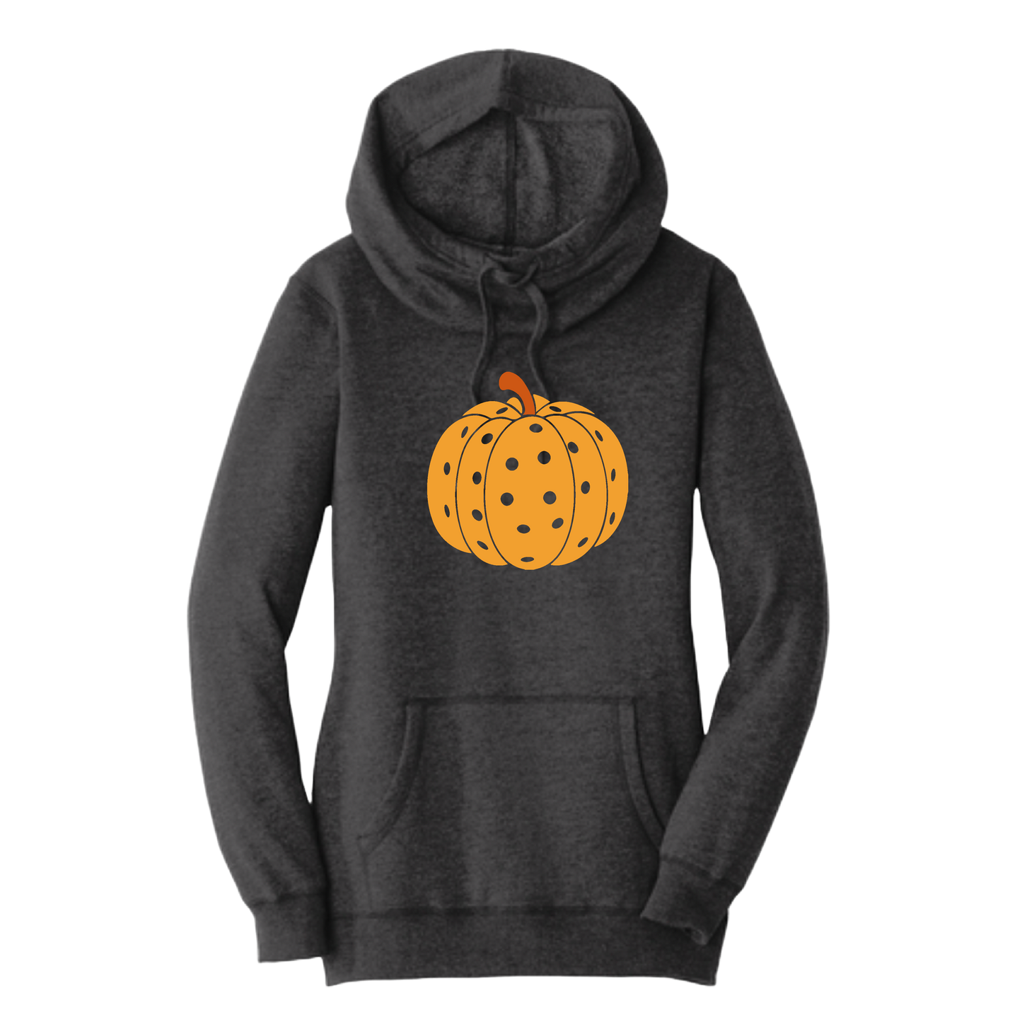 Pumpkin Pickleball | Women’s Cowl-Neck Hoodie Pickleball Sweatshirt | 55% Cotton 45% Poly Fleece