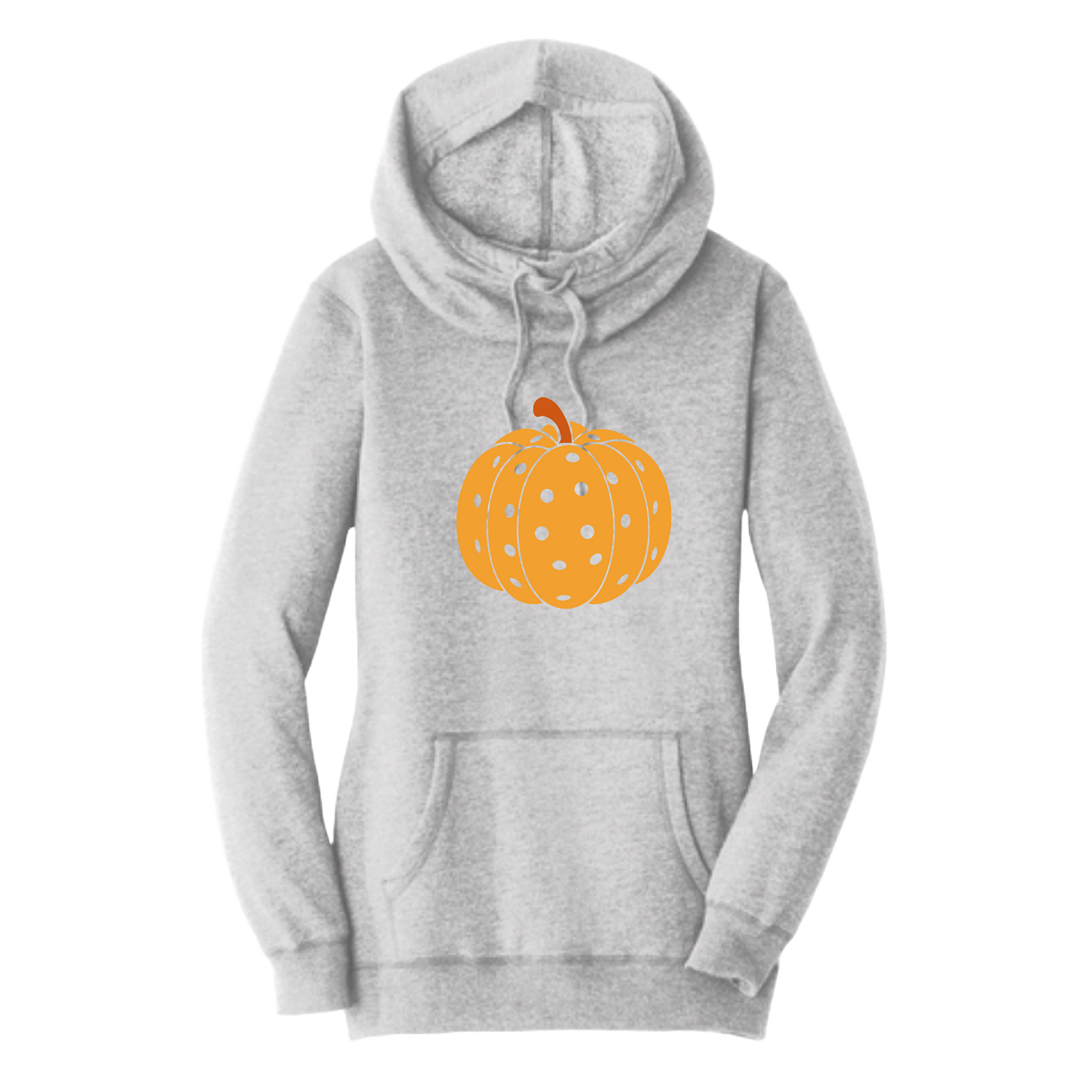 Pumpkin Pickleball | Women’s Cowl-Neck Hoodie Pickleball Sweatshirt | 55% Cotton 45% Poly Fleece