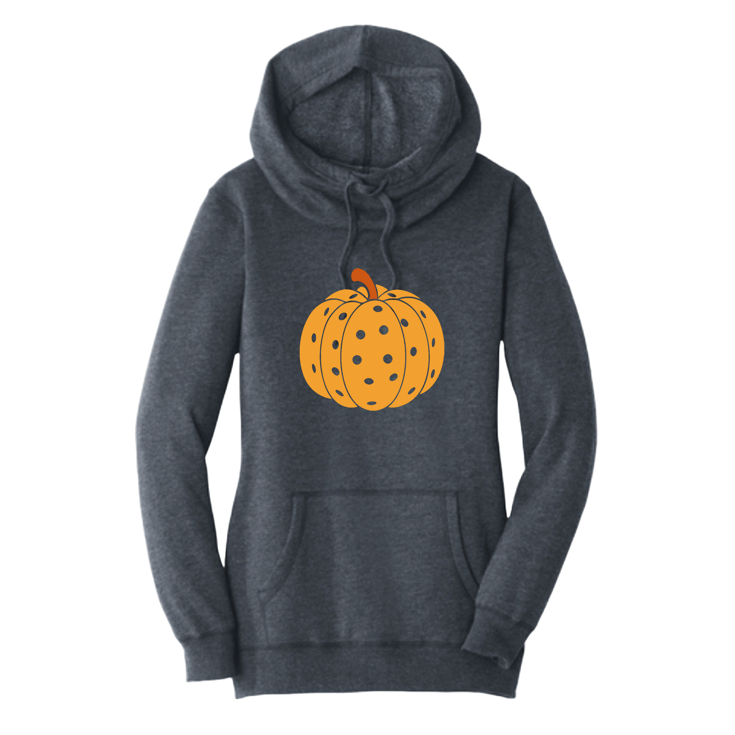 Pumpkin Pickleball | Women’s Cowl-Neck Hoodie Pickleball Sweatshirt | 55% Cotton 45% Poly Fleece