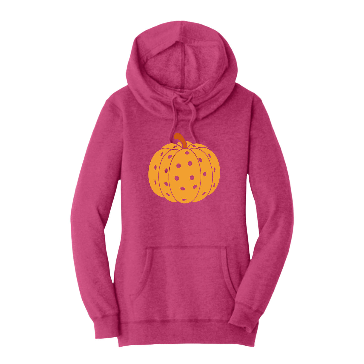 Pumpkin Pickleball | Women’s Cowl-Neck Hoodie Pickleball Sweatshirt | 55% Cotton 45% Poly Fleece