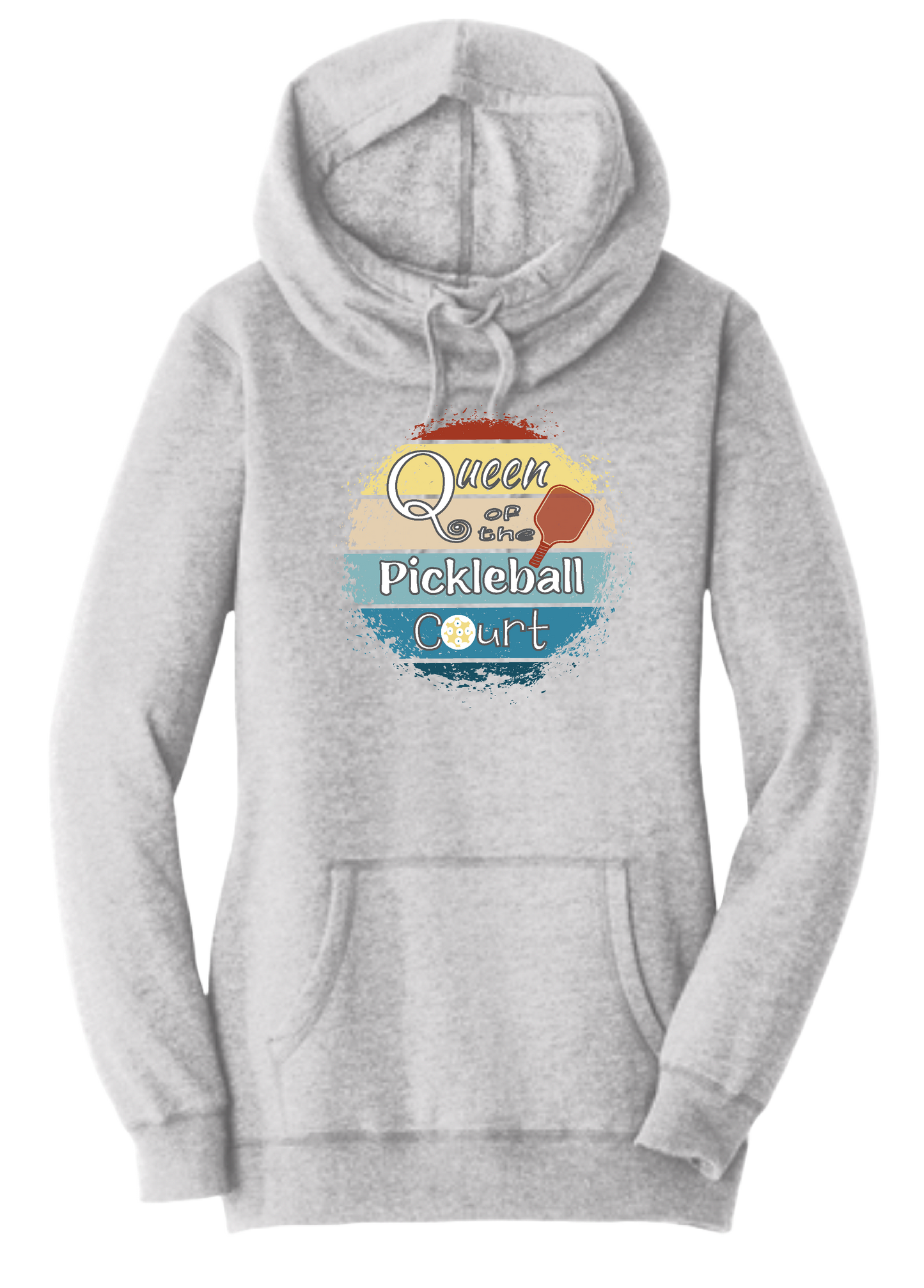 Queen of the Pickleball Court | Women’s Cowl-Neck Hoodie Pickleball Sweatshirt | 55% Cotton 45% Poly Fleece