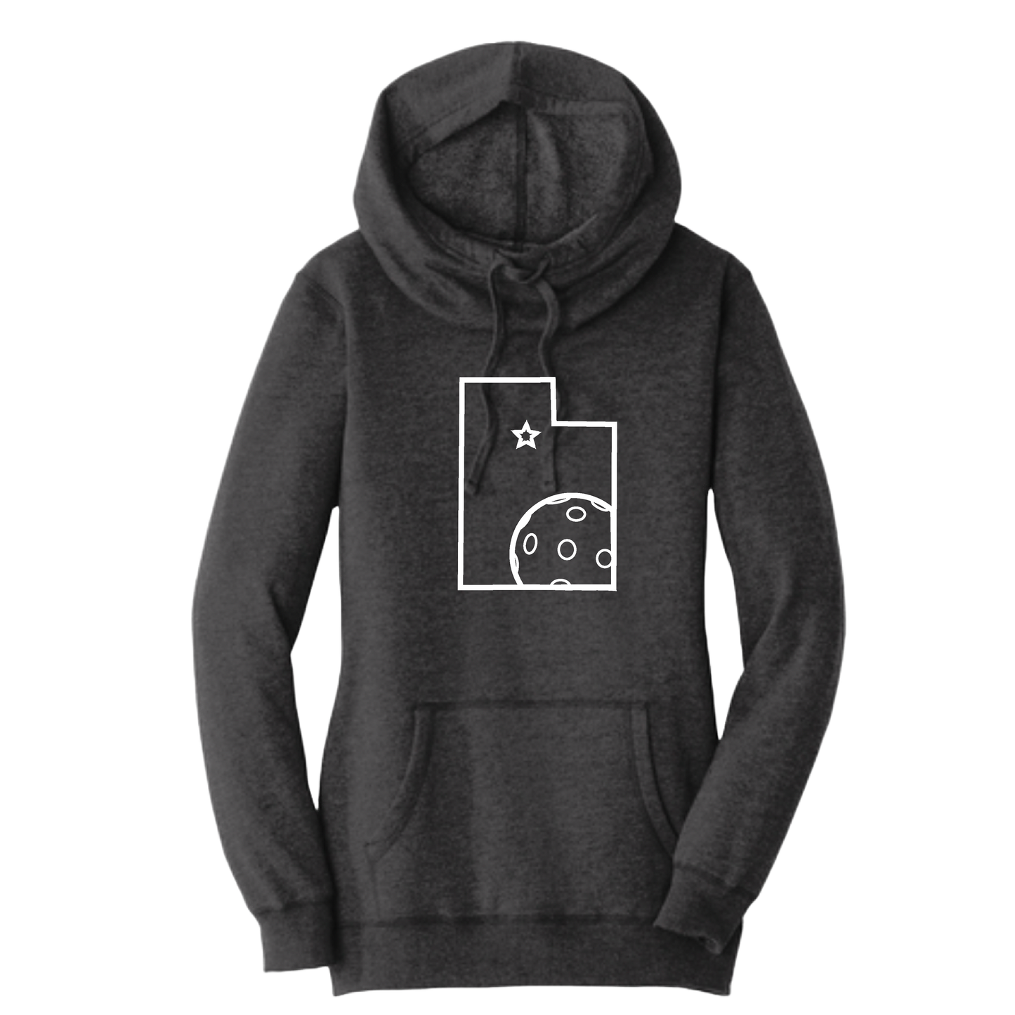 Utah With Pickleball | Women’s Cowl-Neck Hoodie Pickleball Sweatshirt | 55% Cotton 45% Poly Fleece