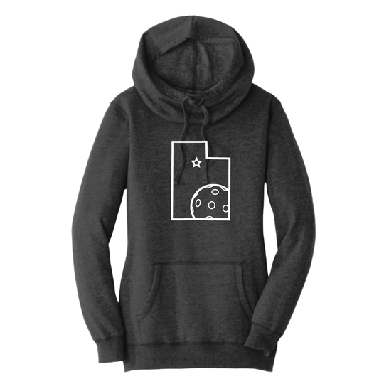 Utah With Pickleball | Women’s Cowl-Neck Hoodie Pickleball Sweatshirt | 55% Cotton 45% Poly Fleece