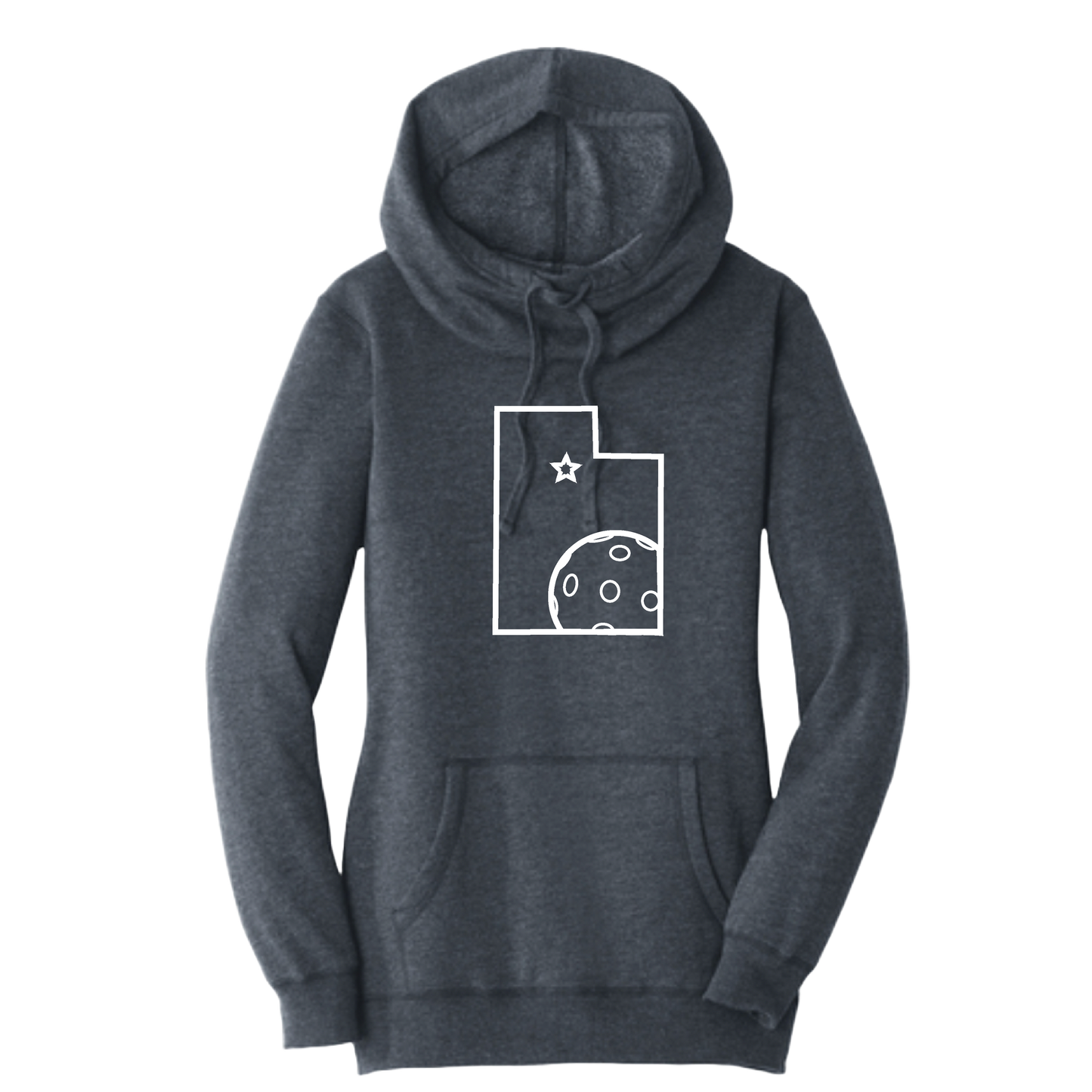 Utah With Pickleball | Women’s Cowl-Neck Hoodie Pickleball Sweatshirt | 55% Cotton 45% Poly Fleece