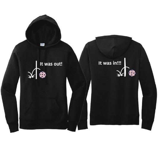 It Was Out! It Was In! (Pickleballs Patriotic Stars) | Women’s Fitted Hoodie Pickleball Sweatshirt | 50% Cotton 50% Poly Fleece