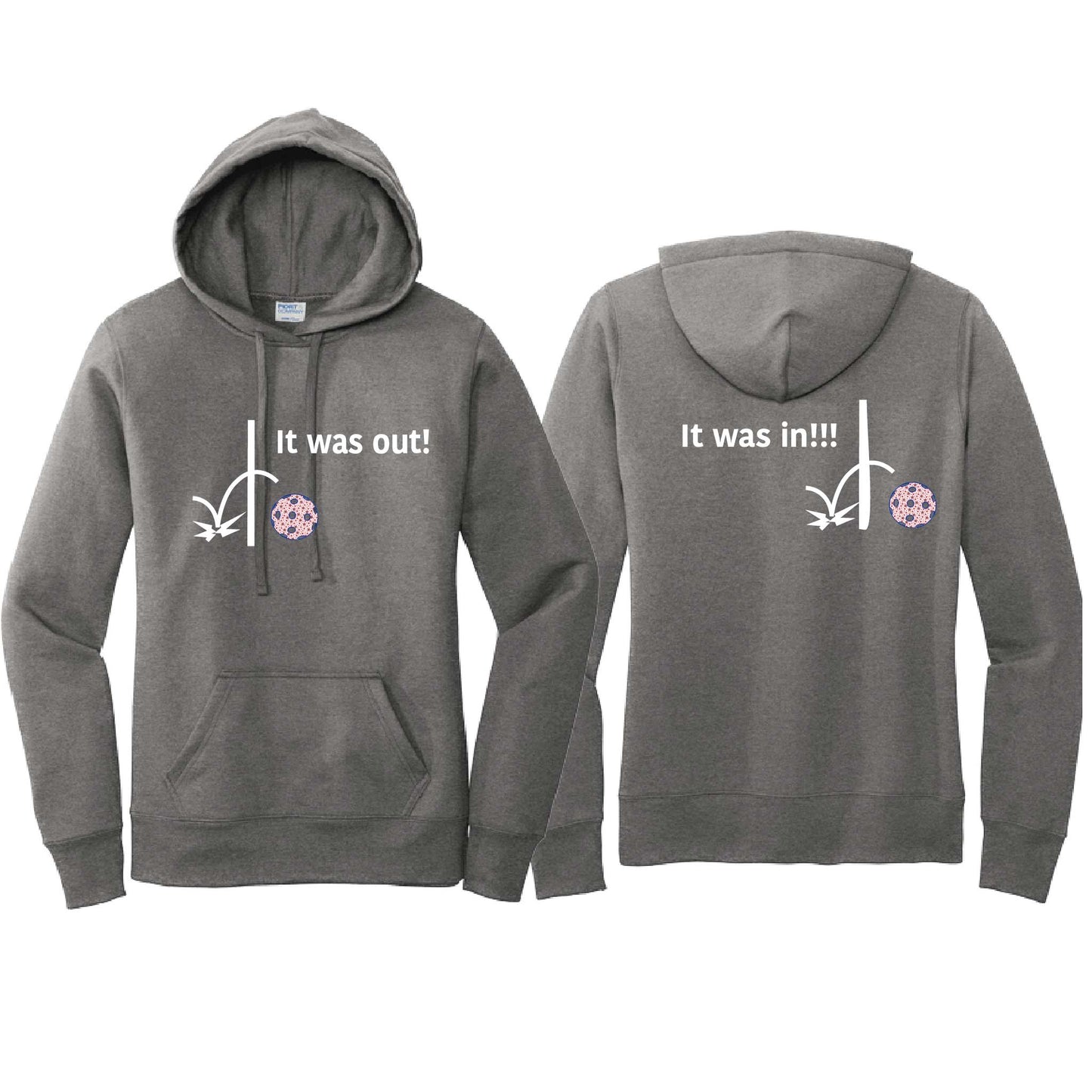 It Was Out! It Was In! (Pickleballs Patriotic Stars) | Women’s Fitted Hoodie Pickleball Sweatshirt | 50% Cotton 50% Poly Fleece