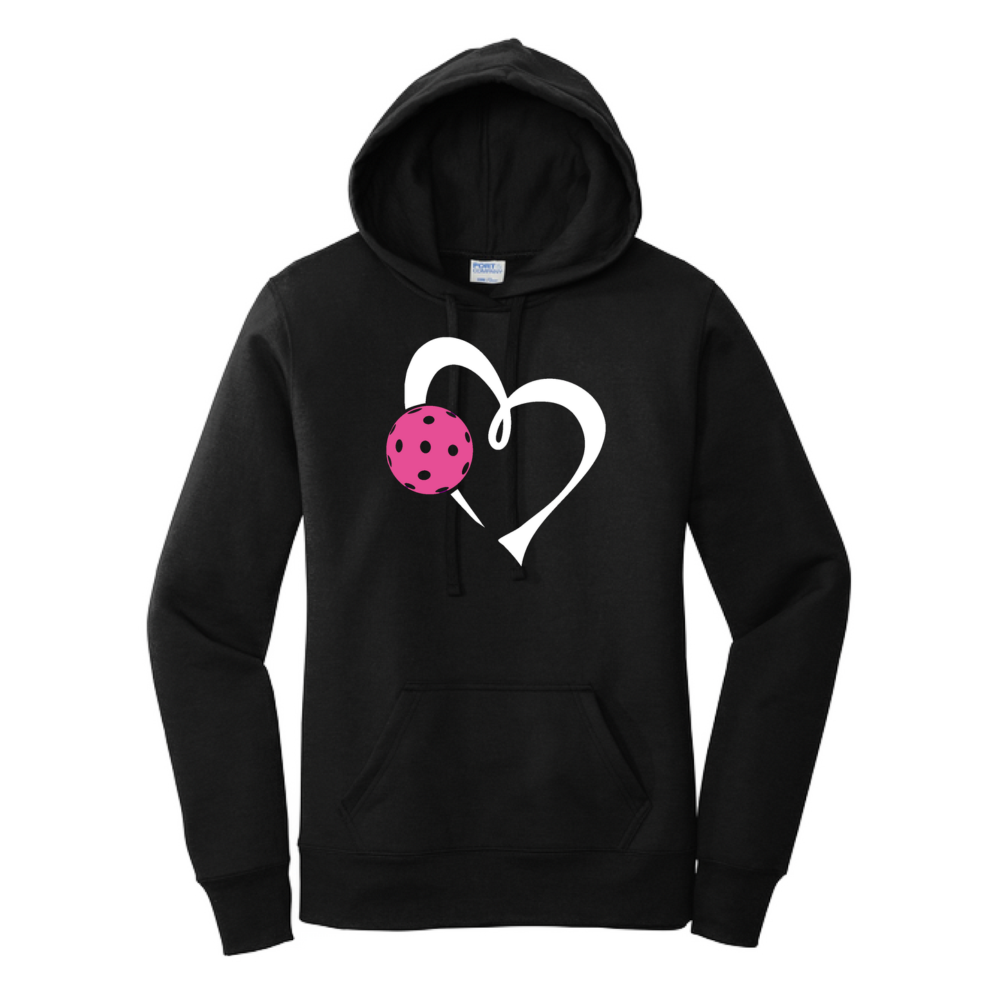 Love Pickleball (Pink) | Women’s Fitted Hoodie Pickleball Sweatshirt | 50% Cotton 50% Poly Fleece