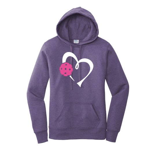 Love Pickleball (Pink) | Women’s Fitted Hoodie Pickleball Sweatshirt | 50% Cotton 50% Poly Fleece