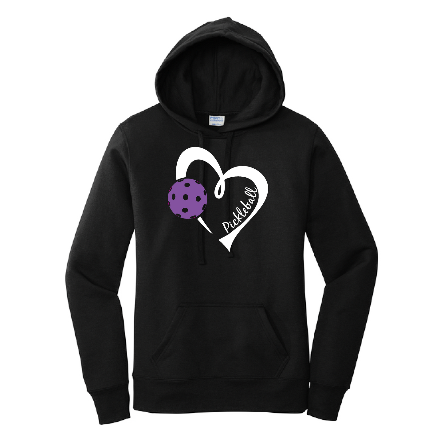 Pickleball Love (Purple) | Women’s Fitted Hoodie Pickleball Sweatshirt | 50% Cotton 50% Poly Fleece