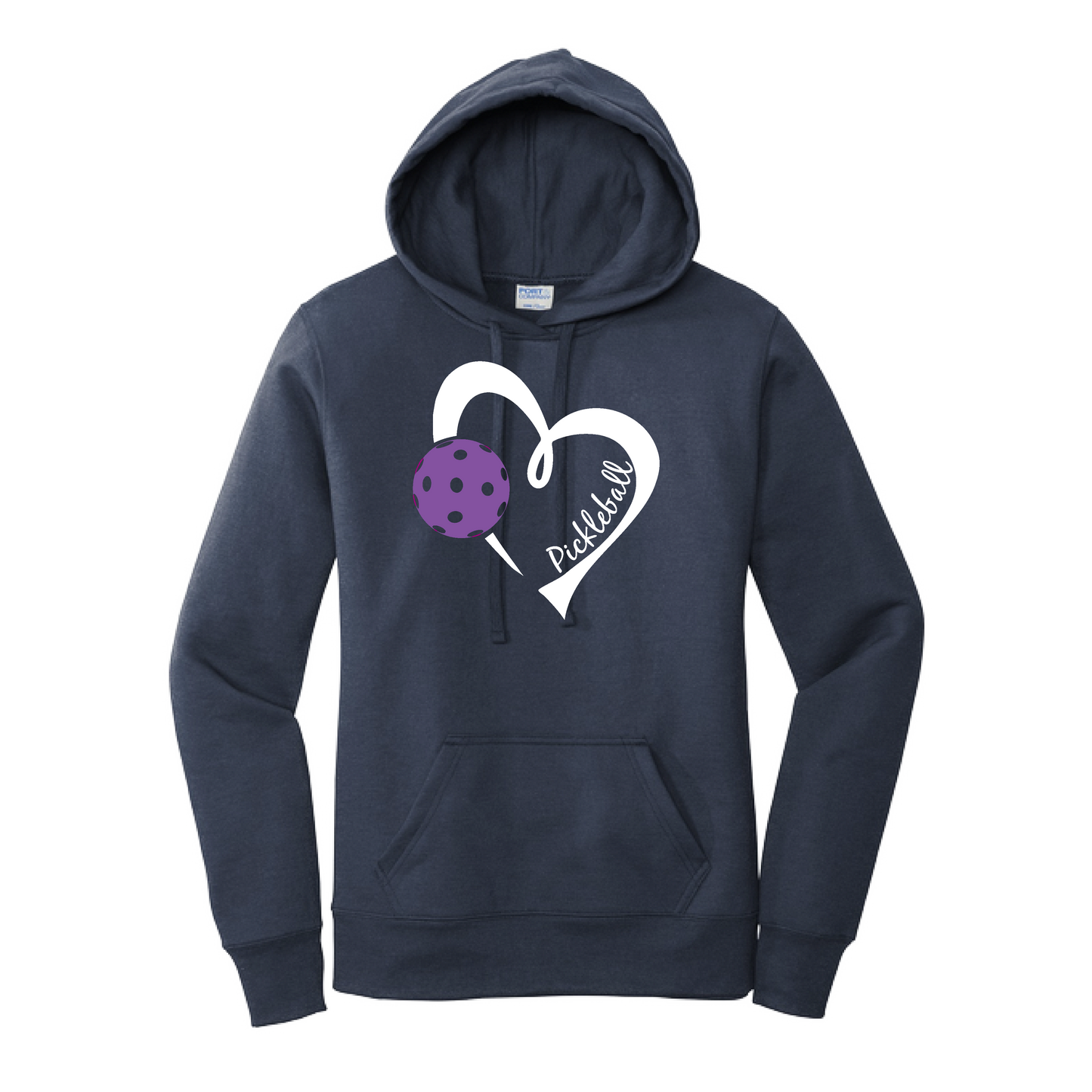 Pickleball Love (Purple) | Women’s Fitted Hoodie Pickleball Sweatshirt | 50% Cotton 50% Poly Fleece