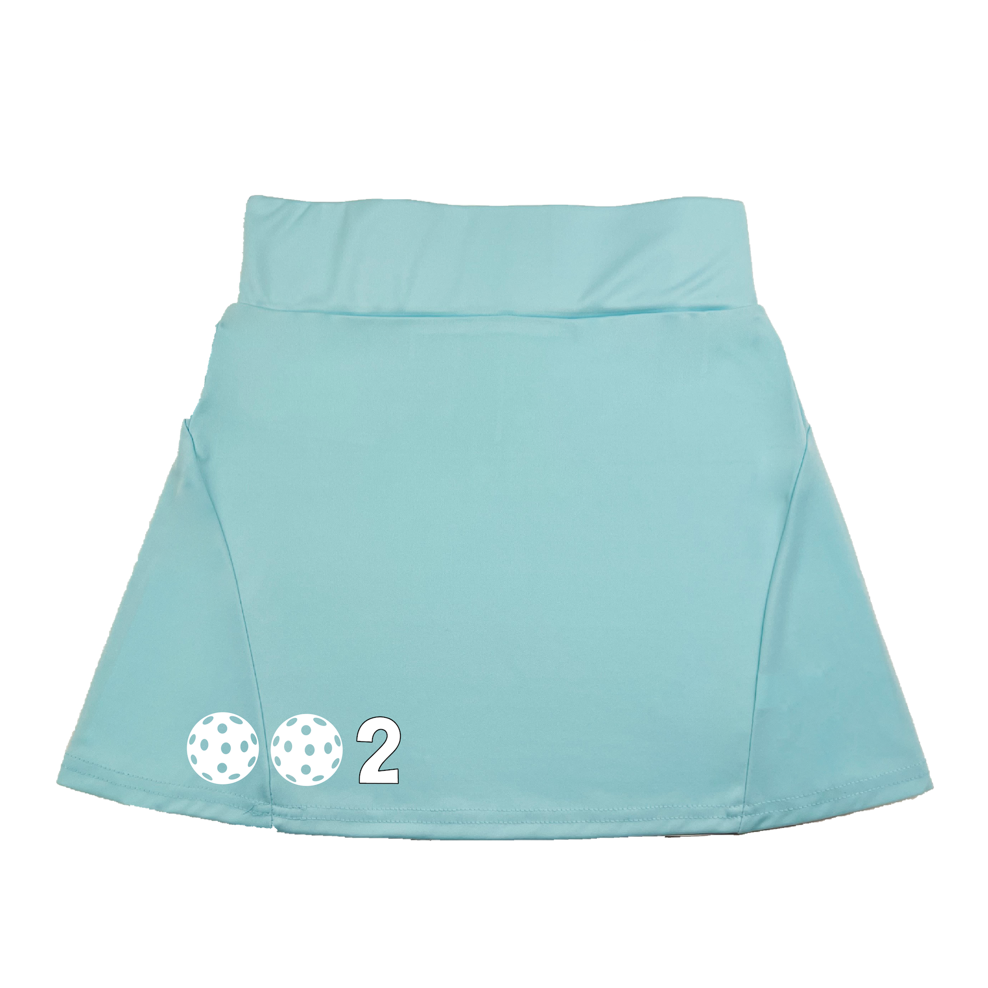 Pickleball Flirty Skort Design: 002 Customizable Pickleball Ball color:  Choose: White - Green -Yellow or Pink.  These flirty skorts have a flat mid-rise waistband with a 3 inch waistband.  Light weight without being see through and the material wicks away moisture quickly.  Flirty pleats in the back with inner shorts for free movement and stylish coverage on the courts.  A functional zipper pocket on the back and two built in pockets on the shorts for convenient storage. 