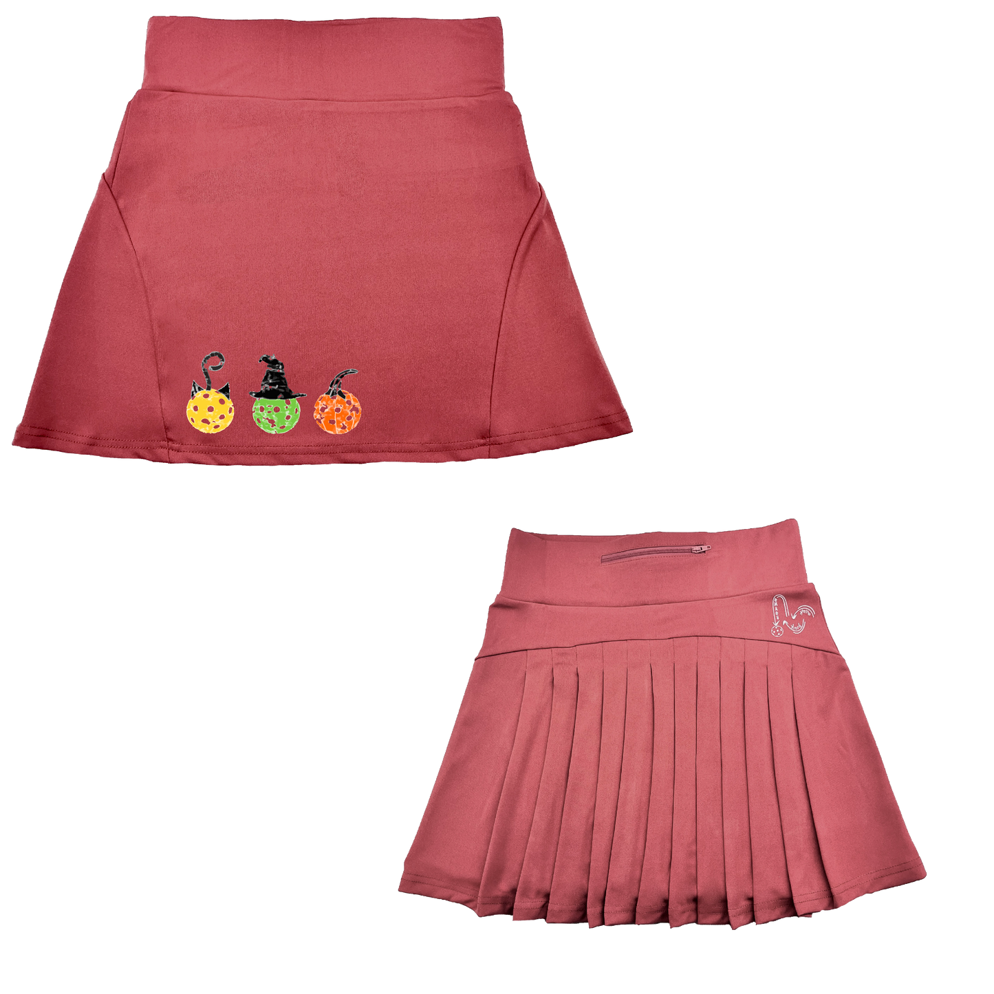 Cat Witch Pumpkin  | Women's Flirty Pickleball Skort