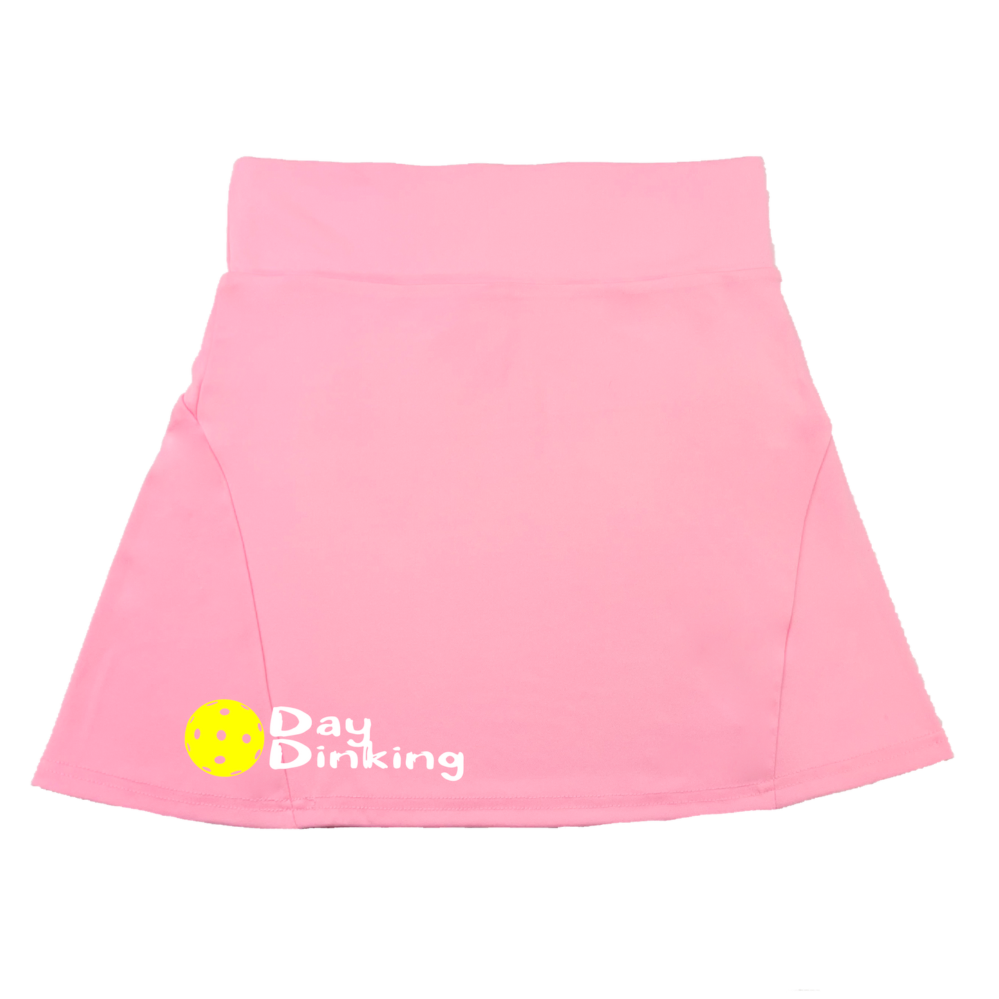 Pickleball Flirty Skort in White, Yellow or Pink.  These flirty skorts have a flat mid-rise waistband with a 3-inch waistband.  Light weight without being see through and the material wicks away moisture quickly.  Flirty pleats in the back with inner shorts for free movement and stylish coverage on the courts.  A functional zipper pocket on the back and two built in pockets on the shorts for convenient storage. The rear pleats are what make these skorts fabulous!  