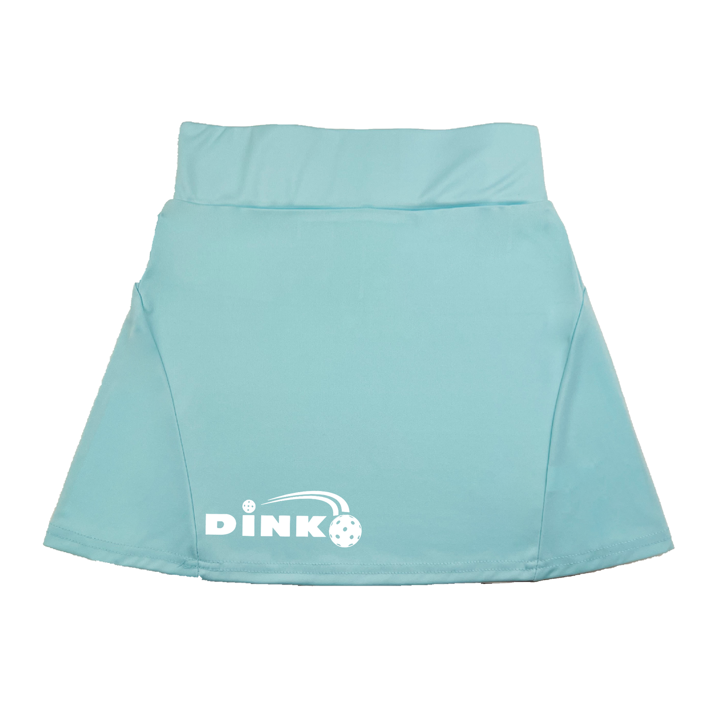 Pickleball Flirty Skort Design:  Pickleball Dink  These flirty skorts have a flat mid-rise waistband with a 3 inch waistband.  Light weight without being see through and the material wicks away moisture quickly.  Flirty pleats in the back with inner shorts for free movement and stylish coverage on the courts.  A functional zipper pocket on the back and two built in pockets on the shorts for convenient storage. 