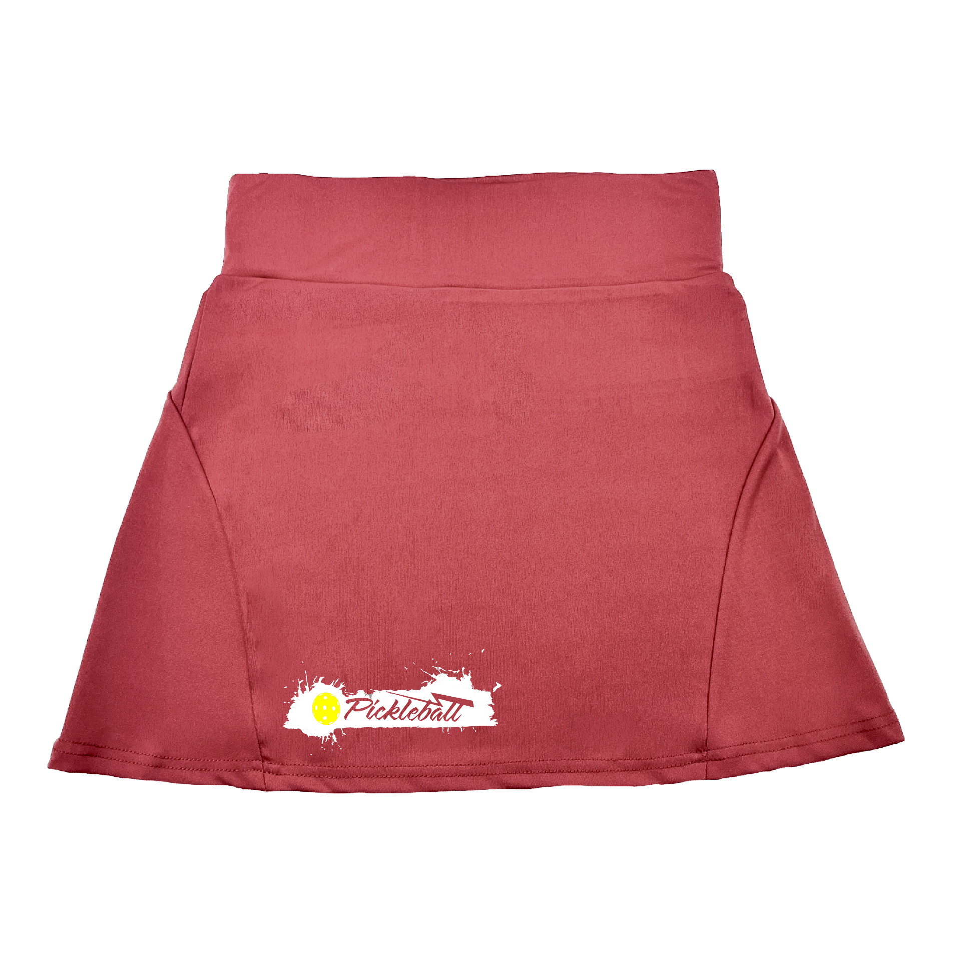 Pickleball Flirty Skort Design:  Pickleball Extreme.   These flirty skorts have a flat mid-rise waistband with a 3 inch waistband.  Light weight without being see through and the material wicks away moisture quickly.  Flirty pleats in the back with inner shorts for free movement and stylish coverage on the courts.  A functional zipper pocket on the back and two built in pockets on the shorts for convenient storage. 