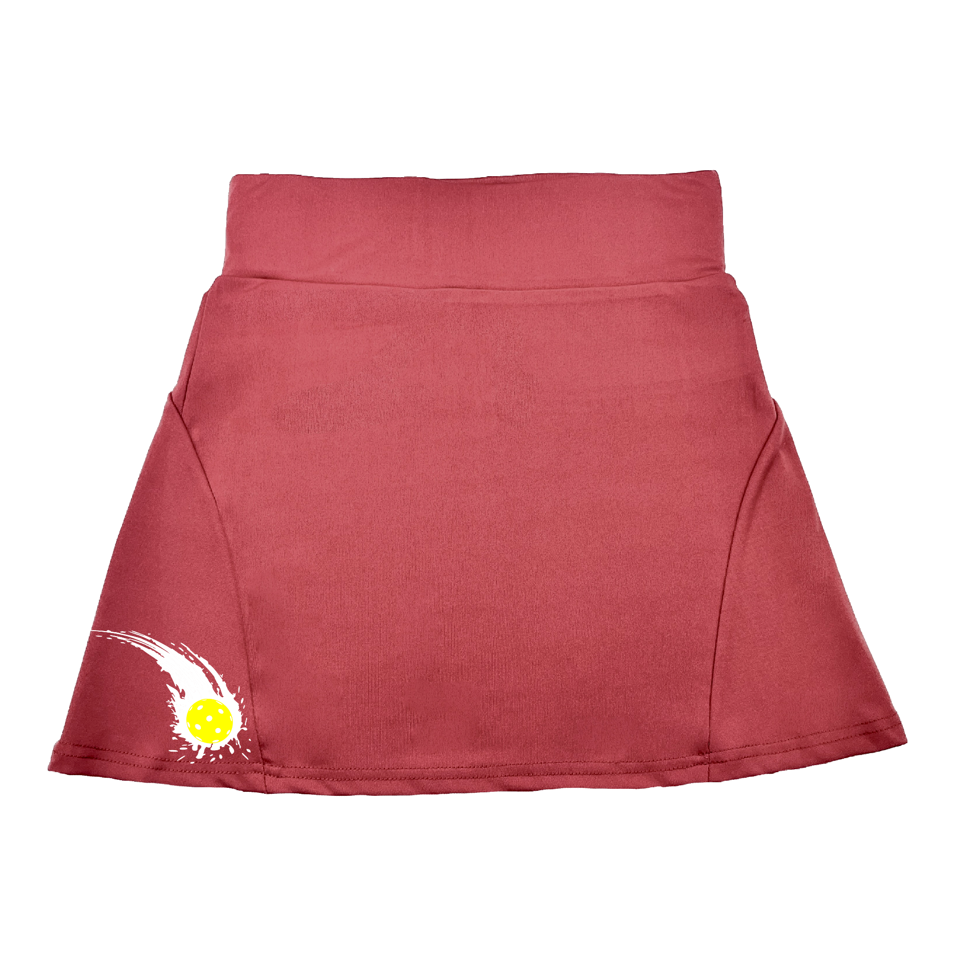 Pickleball Flirty Skort Design: Pickleball Impact  These flirty skorts have a flat mid-rise waistband with a 3 inch waistband.  Light weight without being see through and the material wicks away moisture quickly.  Flirty pleats in the back with inner shorts for free movement and stylish coverage on the courts.  A functional zipper pocket on the back and two built in pockets on the shorts for convenient storage. 