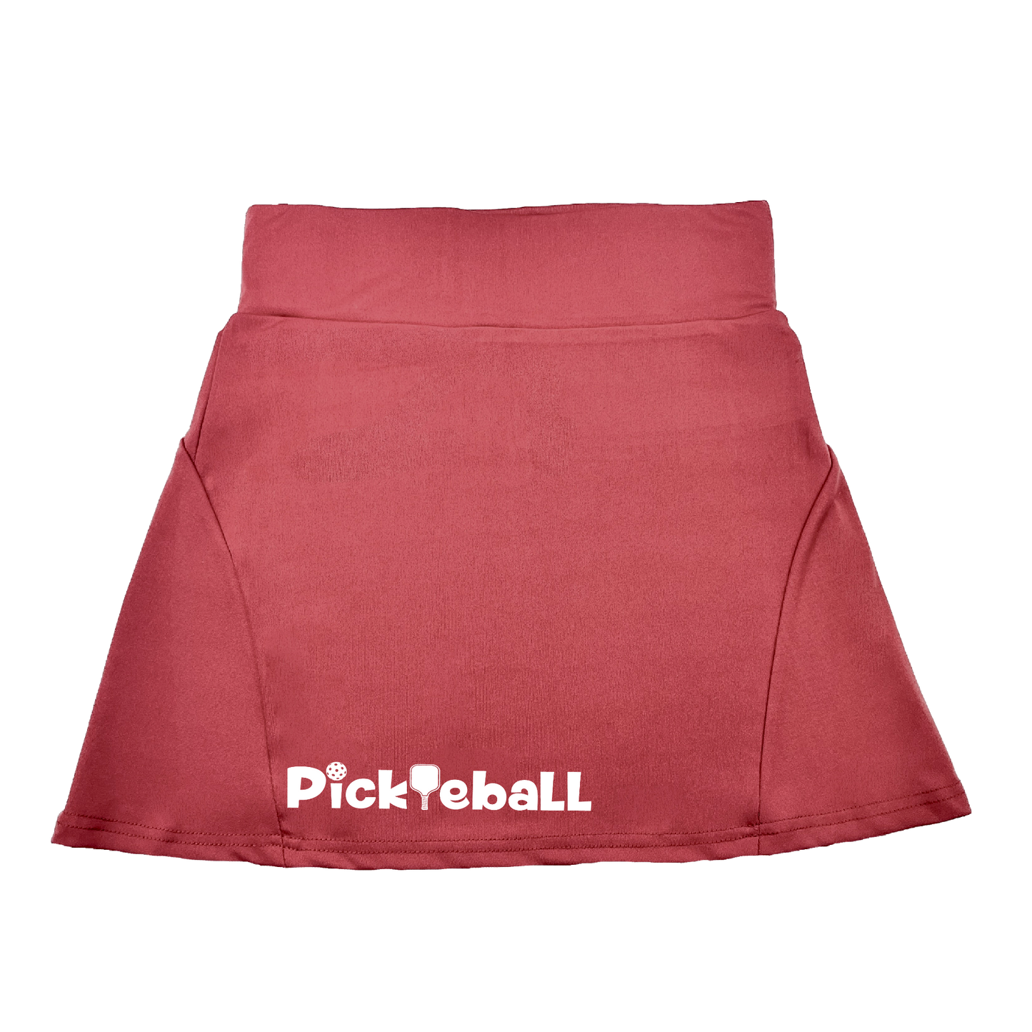 Pickleball Flirty Skort Design:  Pickleball (Horizontal)  These flirty skorts have a flat mid-rise waistband with a 3 inch waistband.  Light weight without being see through and the material wicks away moisture quickly.  Flirty pleats in the back with inner shorts for free movement and stylish coverage on the courts.  A functional zipper pocket on the back and two built in pockets on the shorts for convenient storage. 