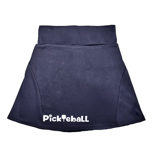 Pickleball Flirty Skort Design:  Pickleball (Horizontal)  These flirty skorts have a flat mid-rise waistband with a 3 inch waistband.  Light weight without being see through and the material wicks away moisture quickly.  Flirty pleats in the back with inner shorts for free movement and stylish coverage on the courts.  A functional zipper pocket on the back and two built in pockets on the shorts for convenient storage.