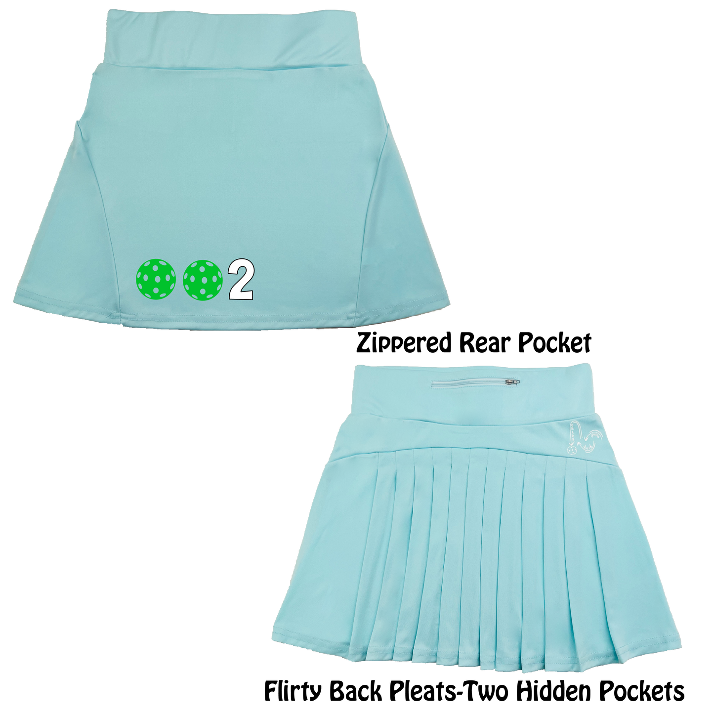 002 With Pickleballs (Colors Green, Orange, Red) | Women's Flirty Pickleball Skort