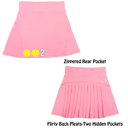 002 With Pickleballs (Colors White, Yellow, Pink) | Women's Flirty Pickleball Skort
