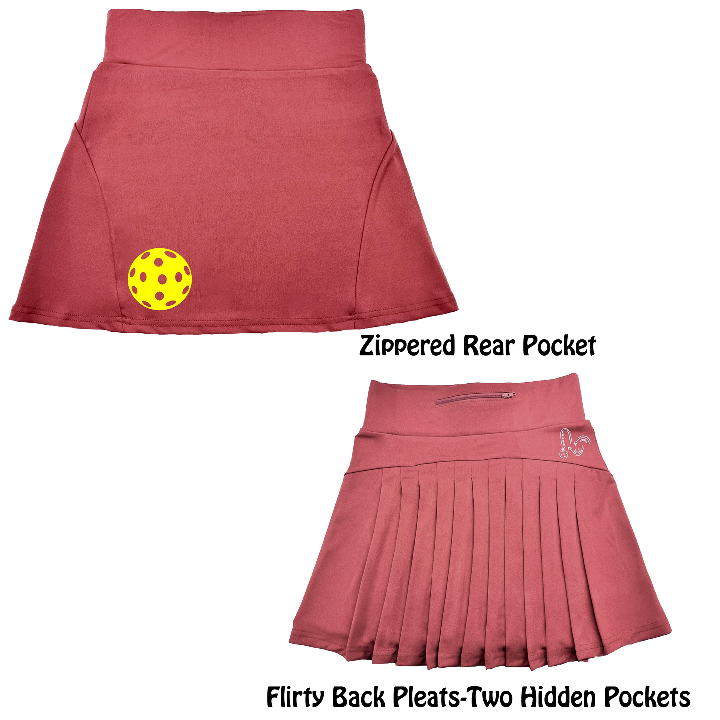 Pickleball Customizable (Colors White, Yellow, Pink) | Women's Flirty Pickleball Skort