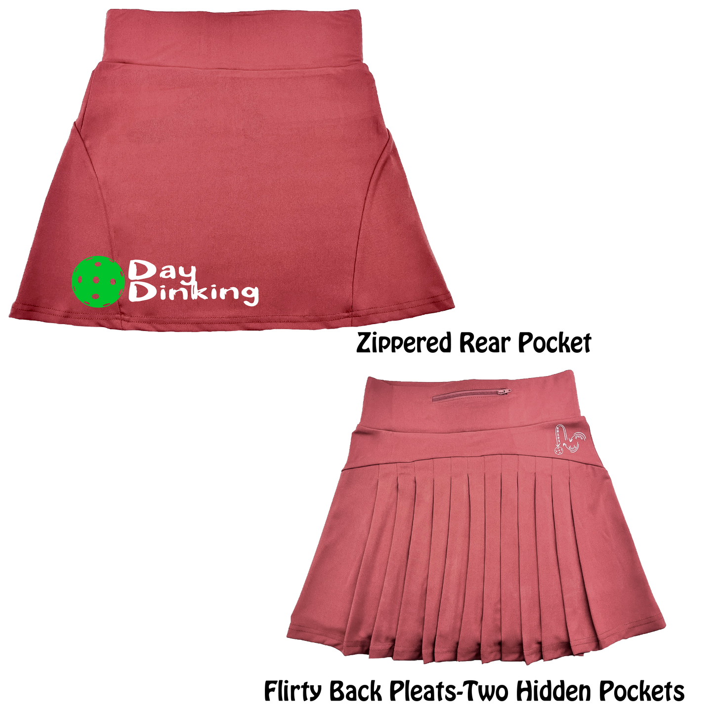 Day Dinking With Pickleballs (Colors Red, Green, Orange) | Women's Flirty Pickleball Skort