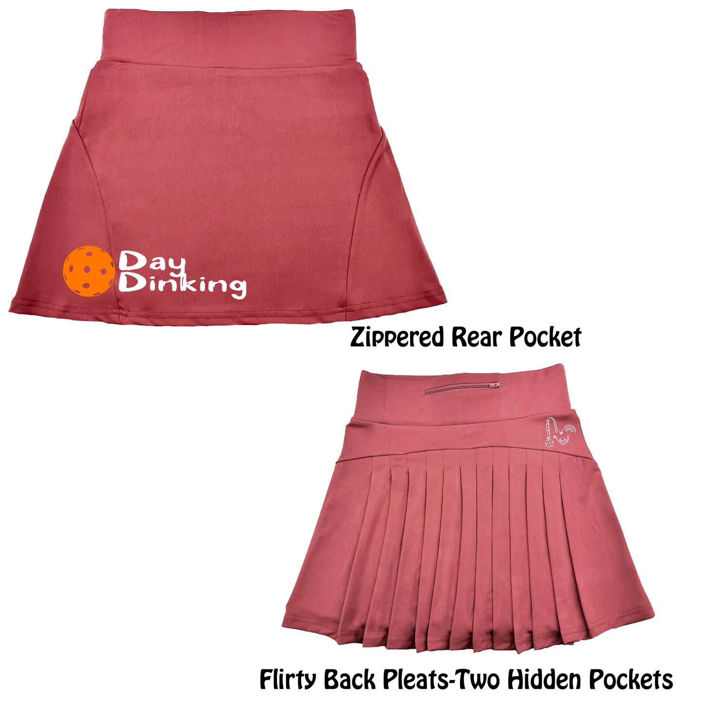 Day Dinking With Pickleballs (Colors Red, Green, Orange) | Women's Flirty Pickleball Skort