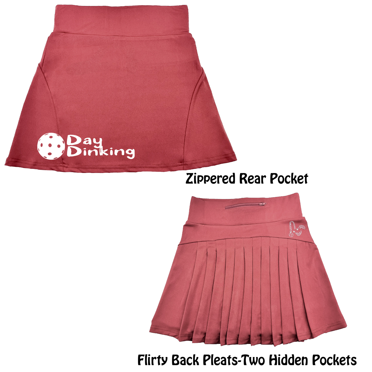 Day Dinking With Pickleballs (Colors White, Yellow, Pink) | Women's Flirty Pickleball Skort