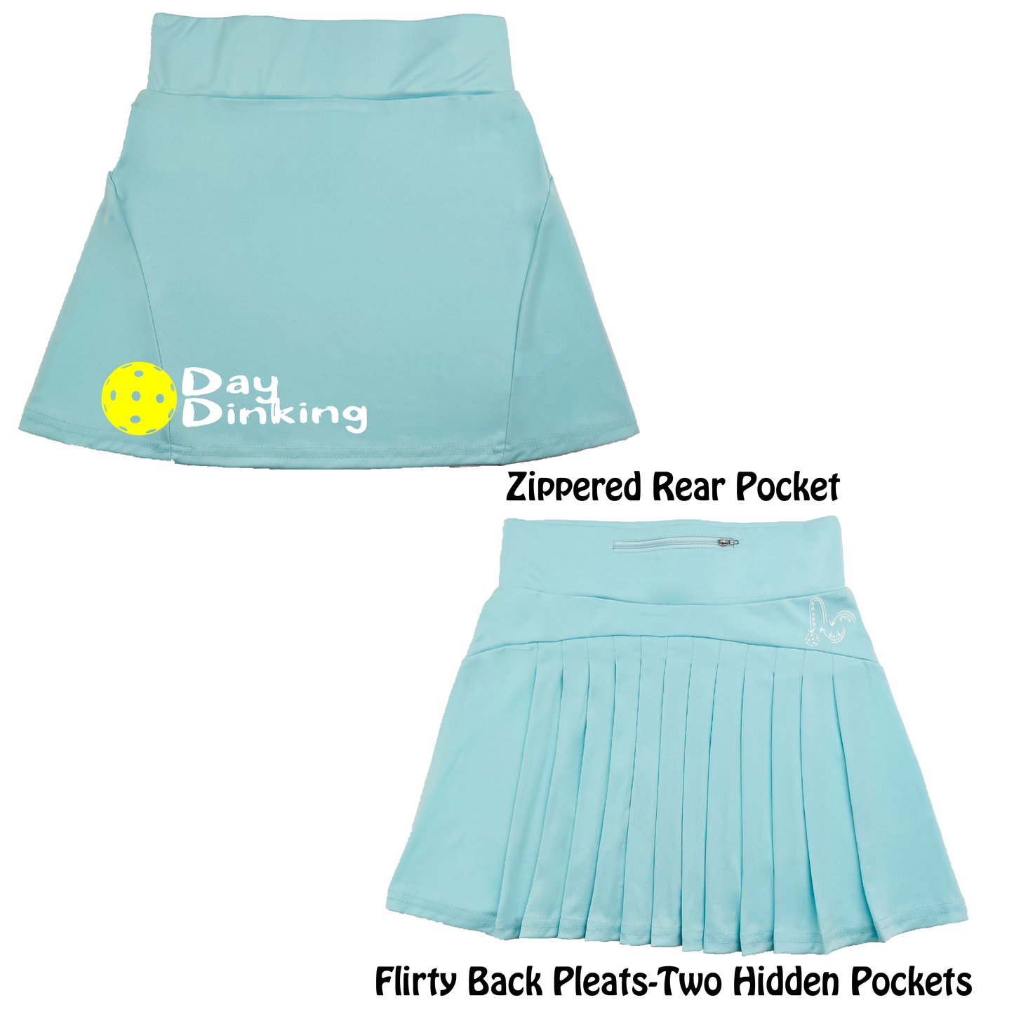 Day Dinking With Pickleballs (Colors White, Yellow, Pink) | Women's Flirty Pickleball Skort