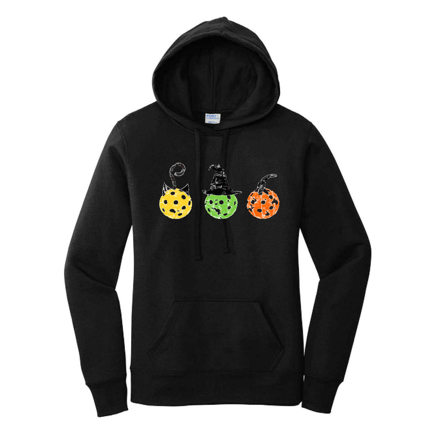 Cat Witch Pumpkin  | Women’s Fitted Hoodie Pickleball Sweatshirt | 50% Cotton 50% Poly Fleece