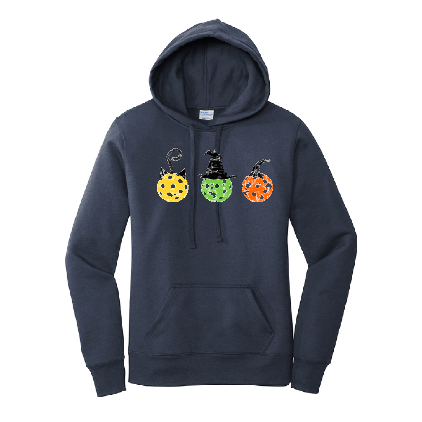 Cat Witch Pumpkin  | Women’s Fitted Hoodie Pickleball Sweatshirt | 50% Cotton 50% Poly Fleece