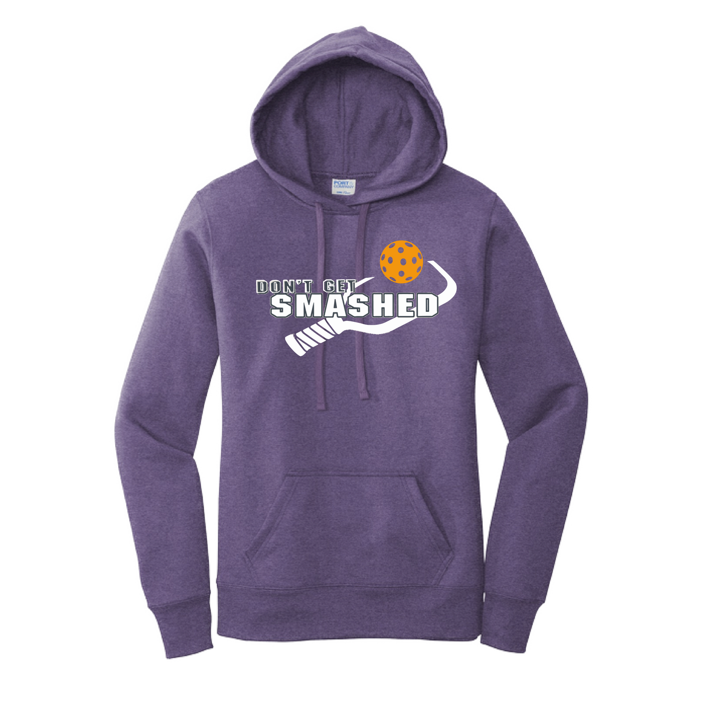 Don't Get Smashed Customizable (Pickleballs Cyan Orange Purple) | Women’s Fitted Hoodie Pickleball Sweatshirt | 50% Cotton 50% Poly Fleece