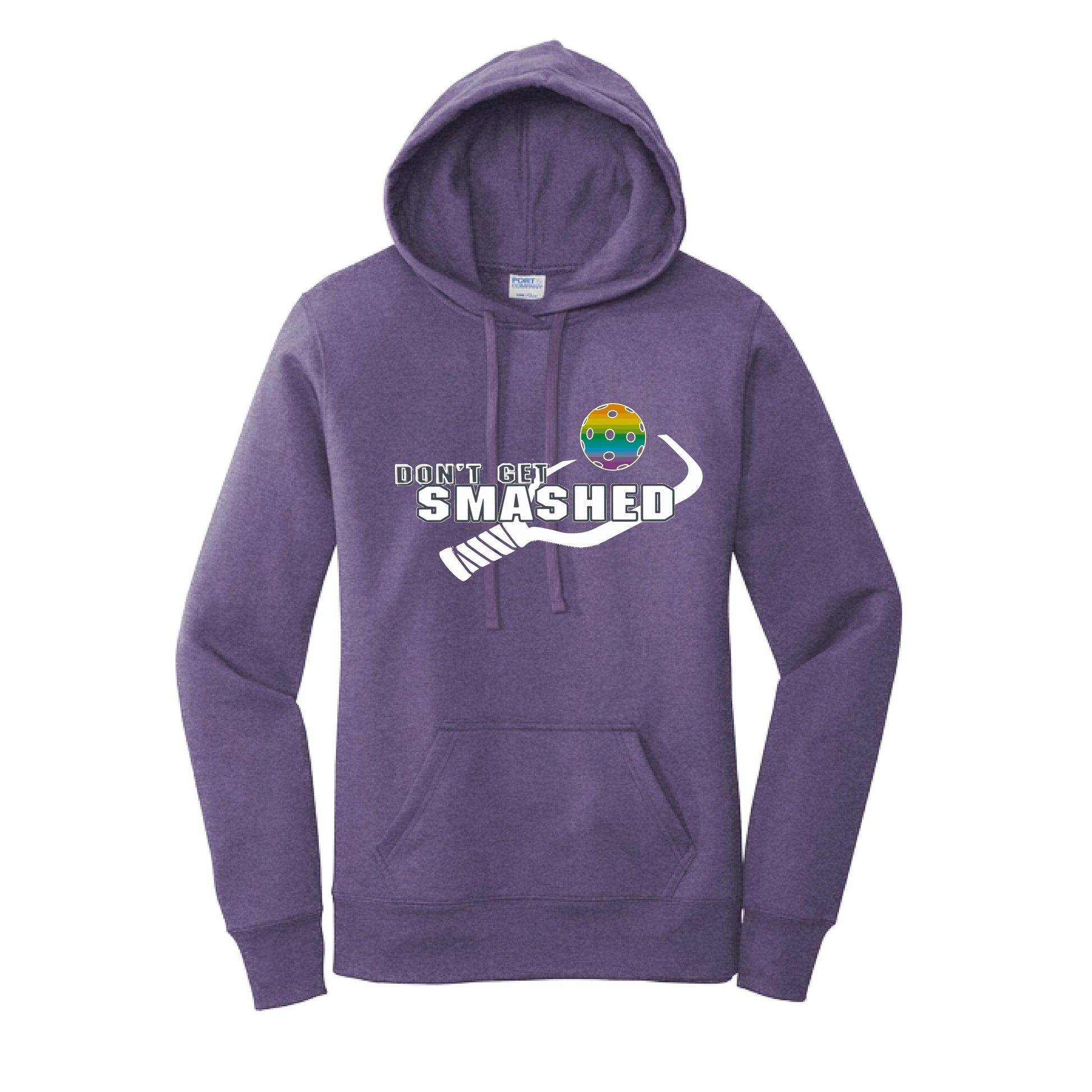Don't Get Smashed Customizable (Pickleballs Pink Rainbow Red) | Women’s Fitted Hoodie Pickleball Sweatshirt | 50% Cotton 50% Poly Fleece