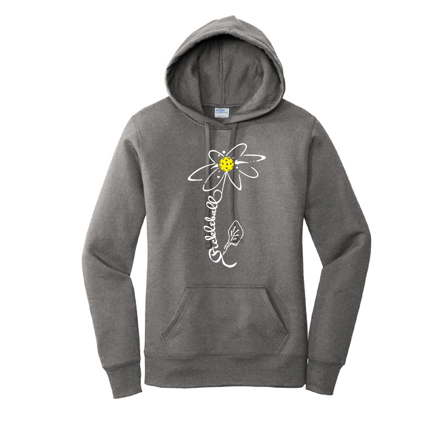 Pickleball Flower (White Yellow) | Women’s Fitted Hoodie Pickleball Sweatshirt | 50% Cotton 50% Poly Fleece