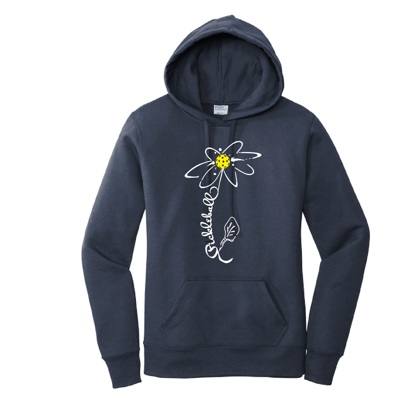 Pickleball Flower (White Yellow) | Women’s Fitted Hoodie Pickleball Sweatshirt | 50% Cotton 50% Poly Fleece