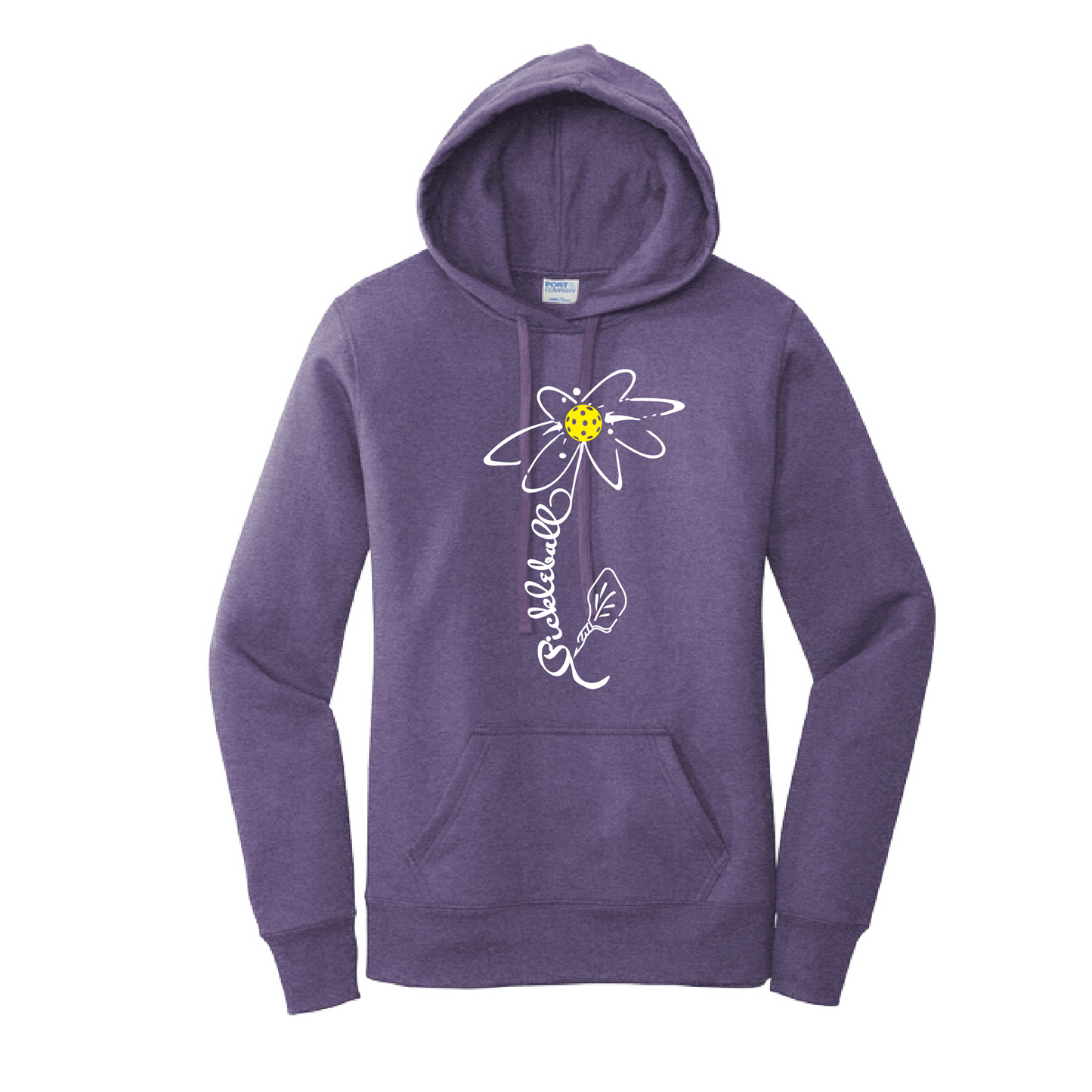 Pickleball Flower (White Yellow) | Women’s Fitted Hoodie Pickleball Sweatshirt | 50% Cotton 50% Poly Fleece