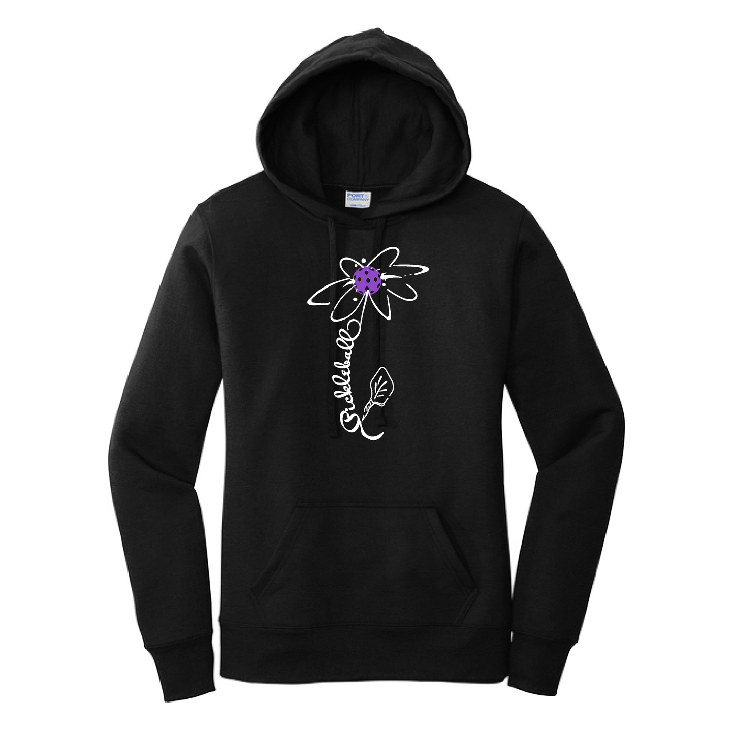 Pickleball Flower (Pink Purple Rainbow) | Women’s Fitted Hoodie Pickleball Sweatshirt | 50% Cotton 50% Poly Fleece