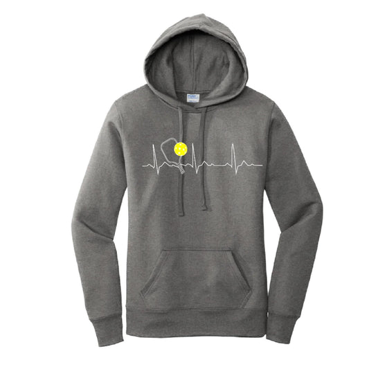 Pickleball Heartbeat EKG | Women’s Fitted Hoodie Pickleball Sweatshirt | 50% Cotton 50% Poly Fleece
