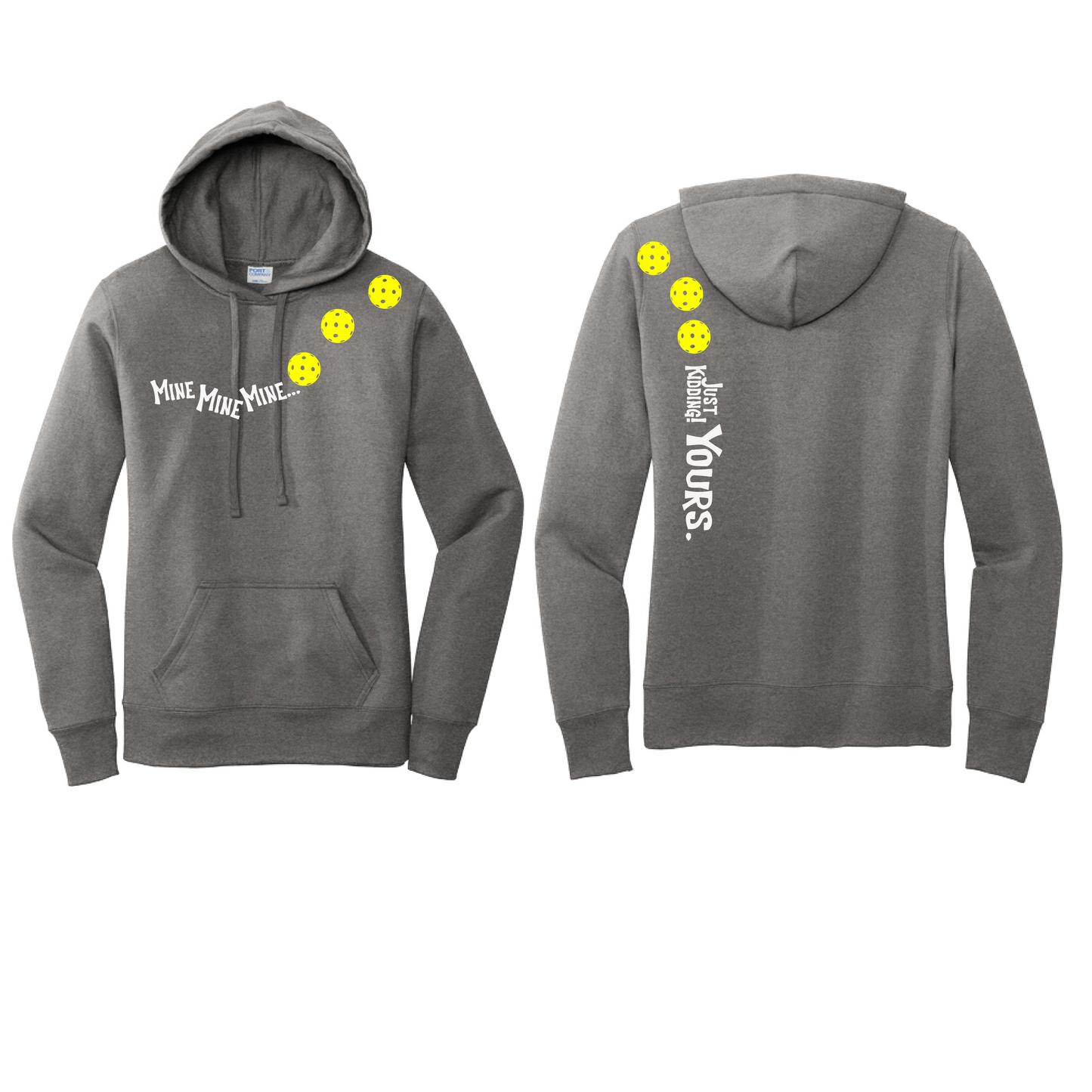 Mine JK Yours (Pickleballs Orange Yellow Red)| Women’s Fitted Hoodie Pickleball Sweatshirt | 50% Cotton 50% Poly Fleece