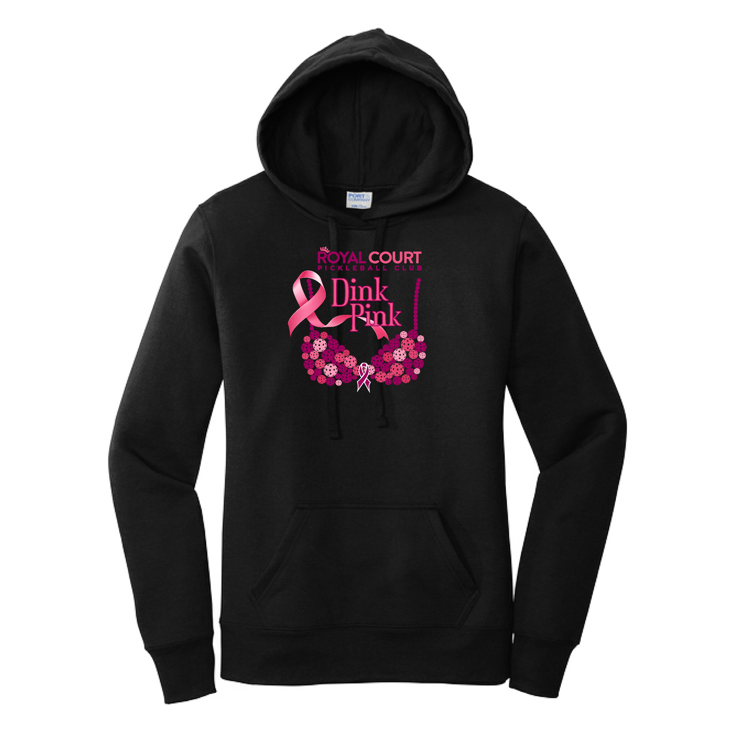 Royal Court Dink Pink | Women’s Fitted Hoodie Pickleball Sweatshirt | 50% Cotton 50% Poly Fleece